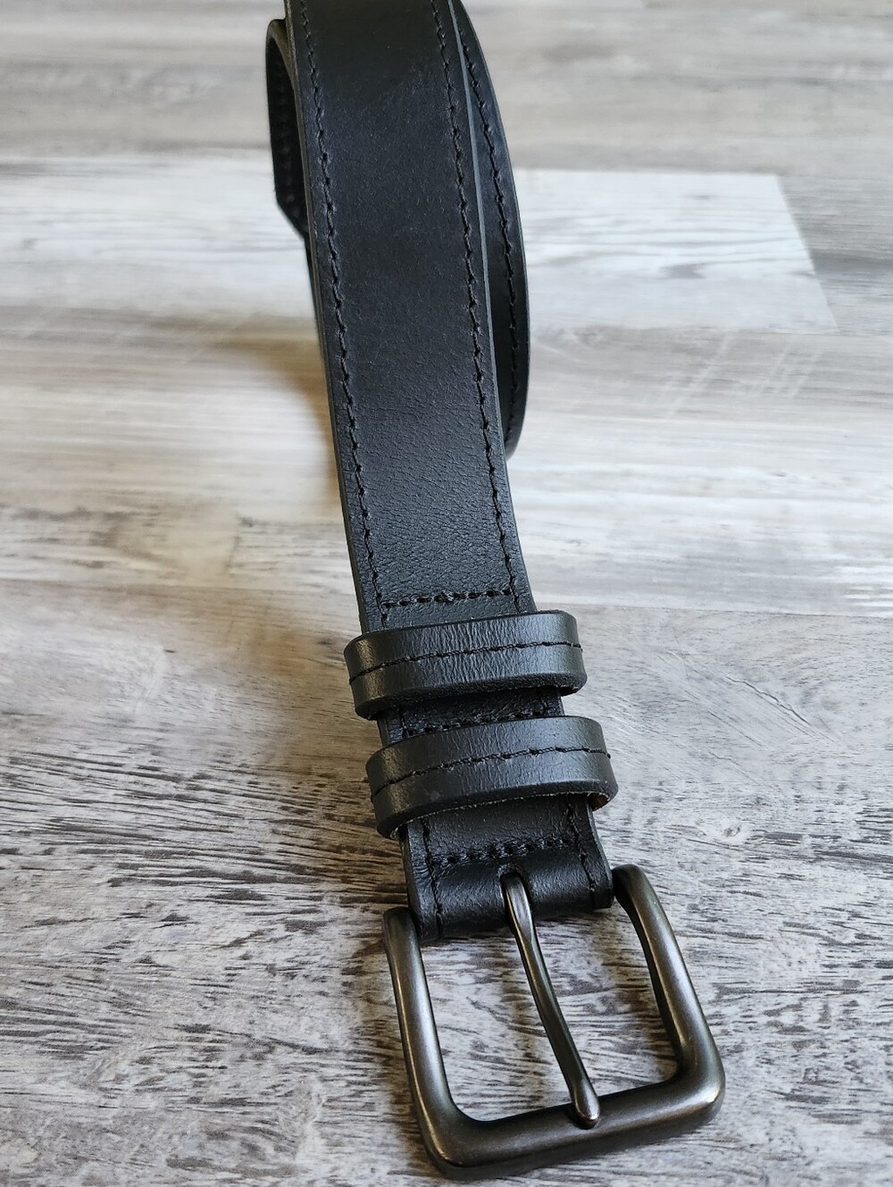 Wrangler Mens Genuine Leather Belt Size 50 Black Gunmetal Buckle Classic